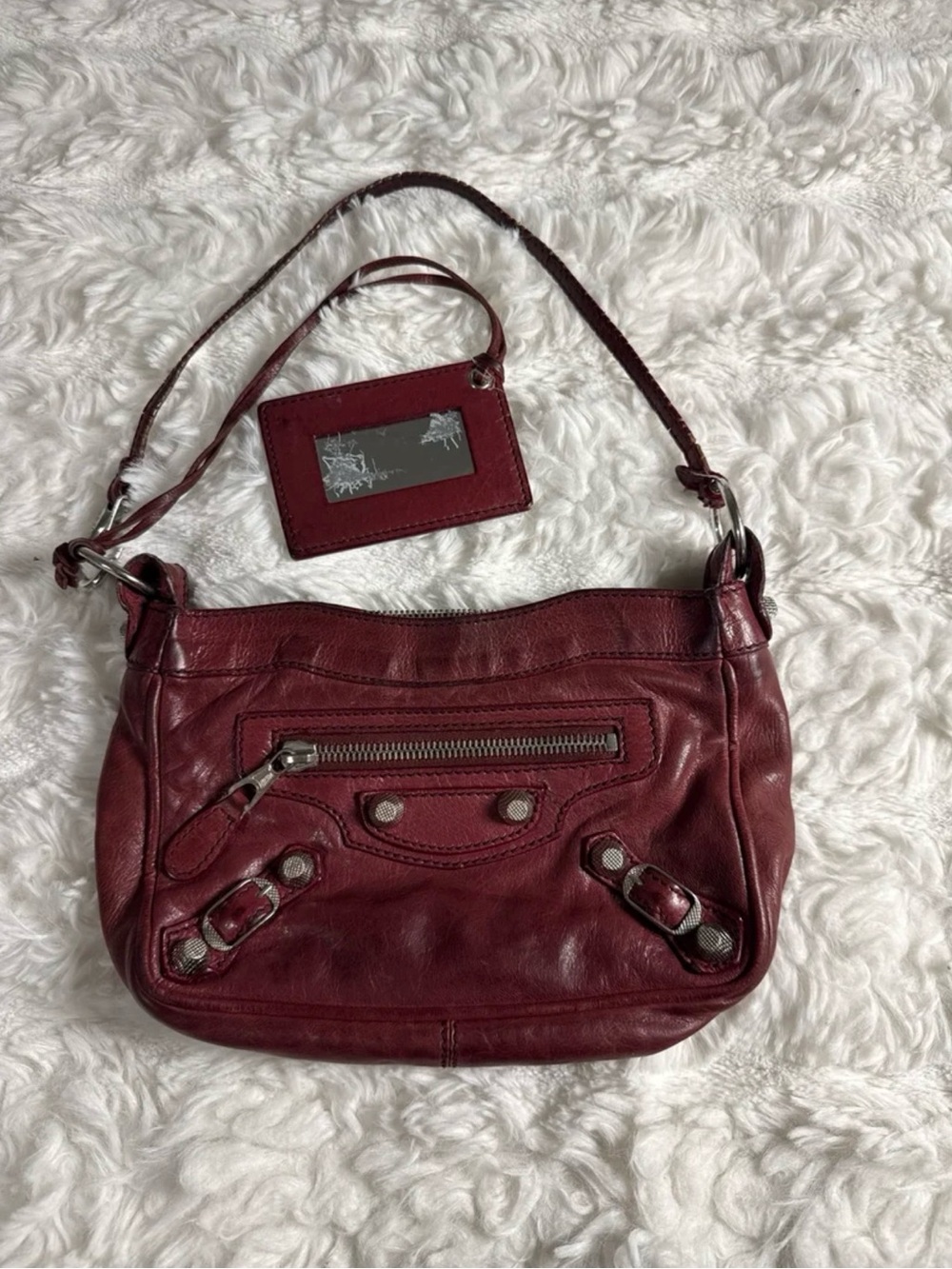 Balenciaga Motocross Hip Giant Studded Shoulder Bag